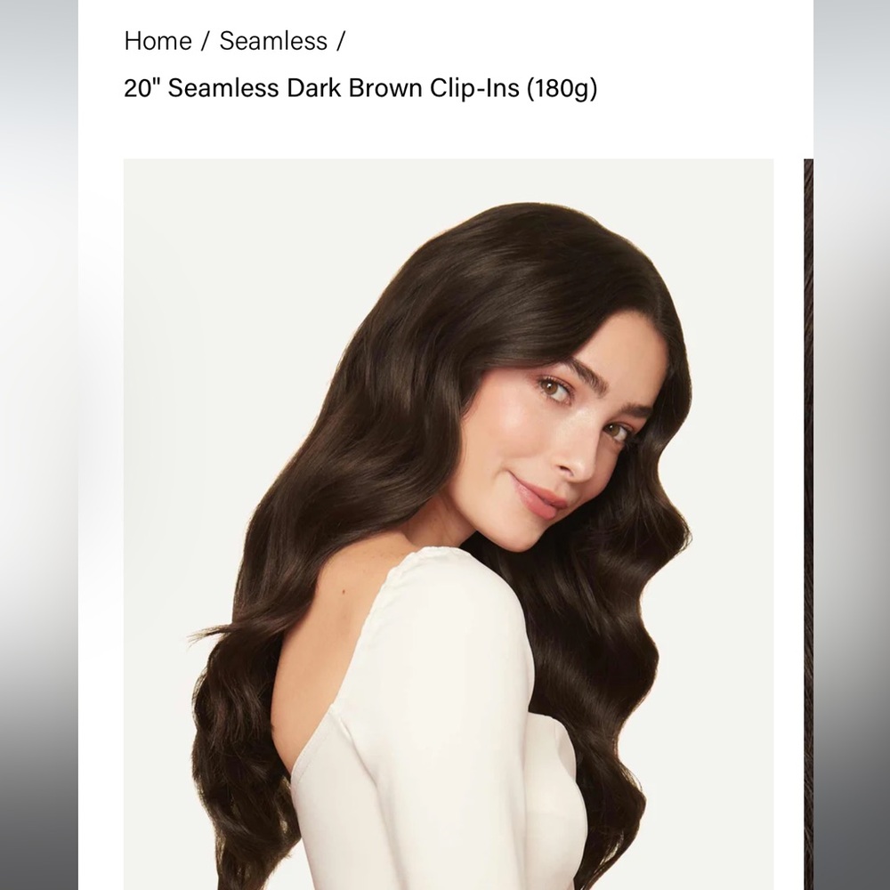 Luxy 180g clip in hair extensions in color Dark Brown